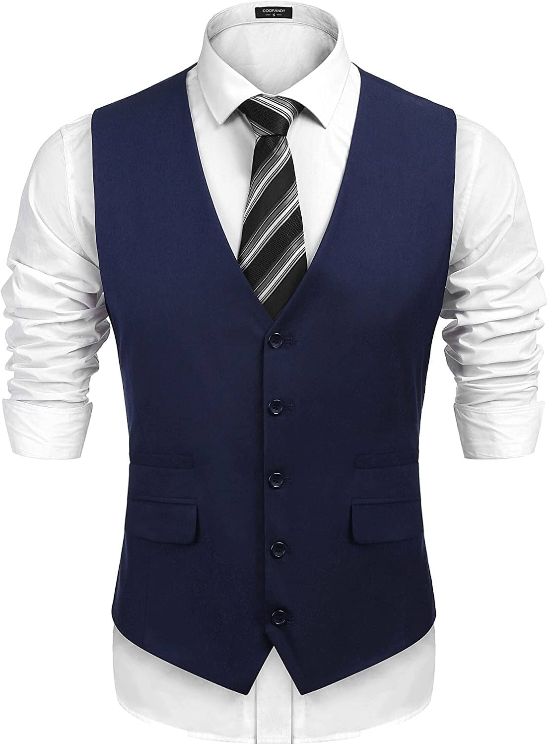 Slim Fit Business Suit Vest (US Only) Vest COOFANDY Store Navy Blue S 
