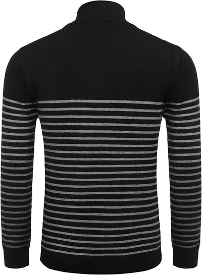 Coofandy Striped Zip Up Mock Neck Pullover Sweaters (US Only) Fashion Hoodies & Sweatshirts Simbama 