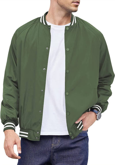Varsity Lightweight Baseball Bomber Jackets (US Only) Coat COOFANDY Store Army Green S 