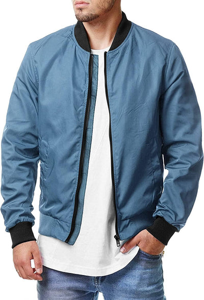 Casual Soft Shell Flight Windbreaker Coat (US Only) Jackets COOFANDY Store Blue S 