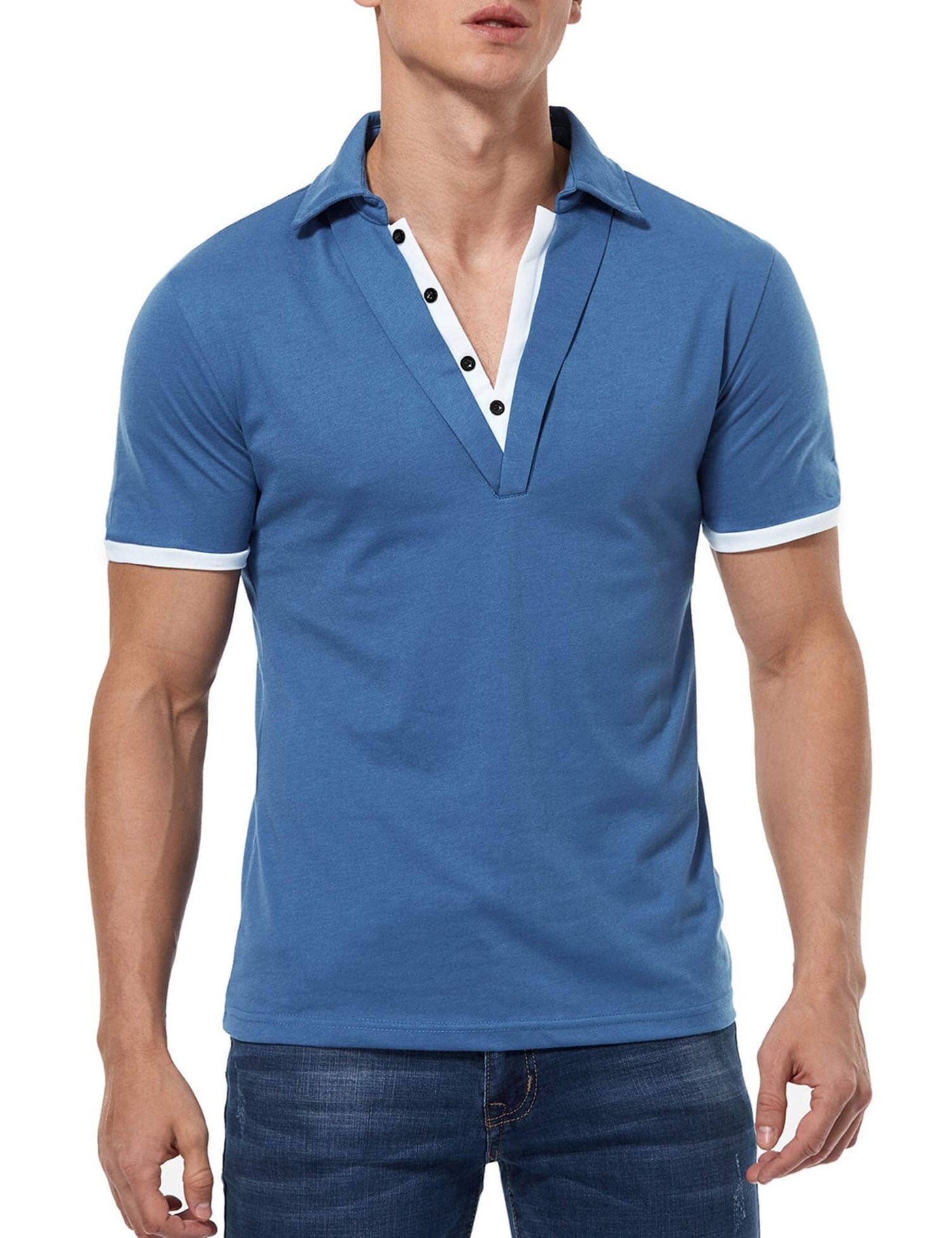 Coofandy Short Sleeve Polo Shirts (US Only) Polos coofandy Blue S 
