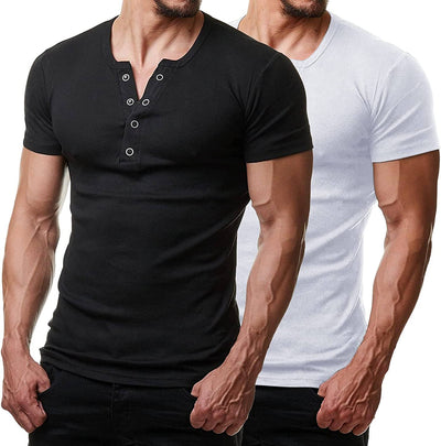 2 Pack Short Sleeve Workout Gym T-Shirt (US Only) T-shirt Coofandy's Black/White S 