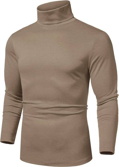 Slim Fit Basic Turtleneck Knitted Pullover Sweaters (US Only) Sweaters COOFANDY Store Khaki S 