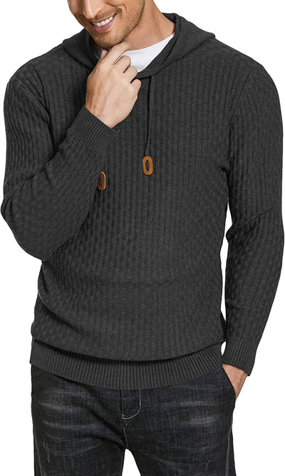 Solid Knitted Pullover Hooded Sweatshirt (US Only) Hoodies Brand: COOFANDY Dark Grey S 