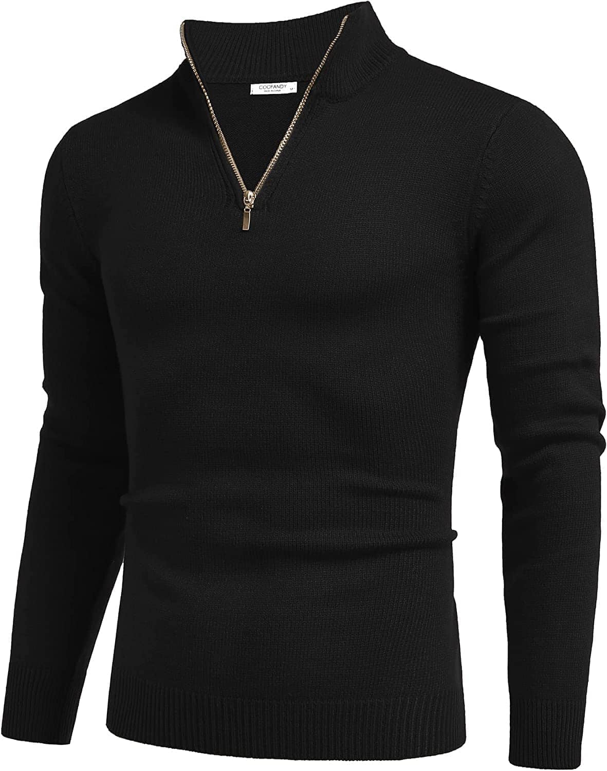 Coofandy Striped Zip Up Mock Neck Pullover Sweaters (US Only) Fashion Hoodies & Sweatshirts Simbama Type Black S 