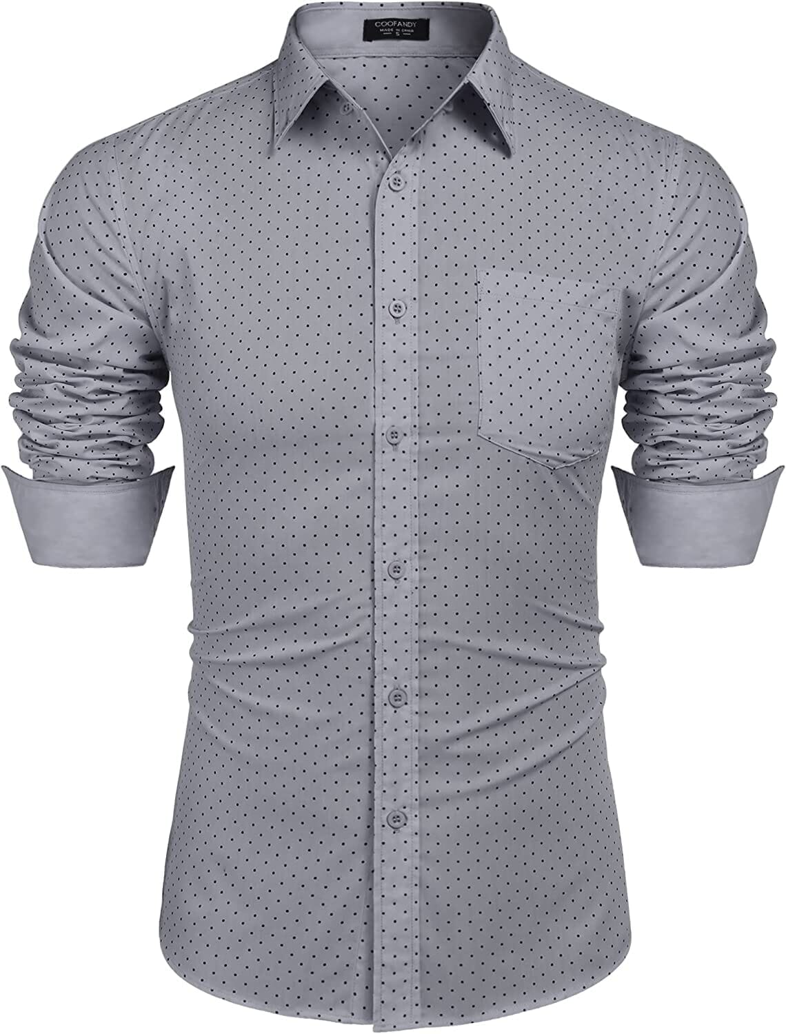 Coofandy Men's Casual Long Sleeve Shirt (US Only) Shirts Coofandy's Light Grey S 