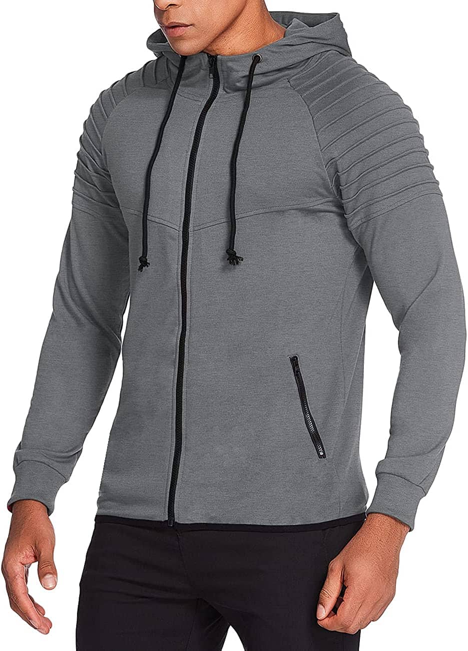 Fashion Long Sleeve Hooded With Zipper Pocket (US Only) Hoodies Coofandy's 01_dark Gray S 
