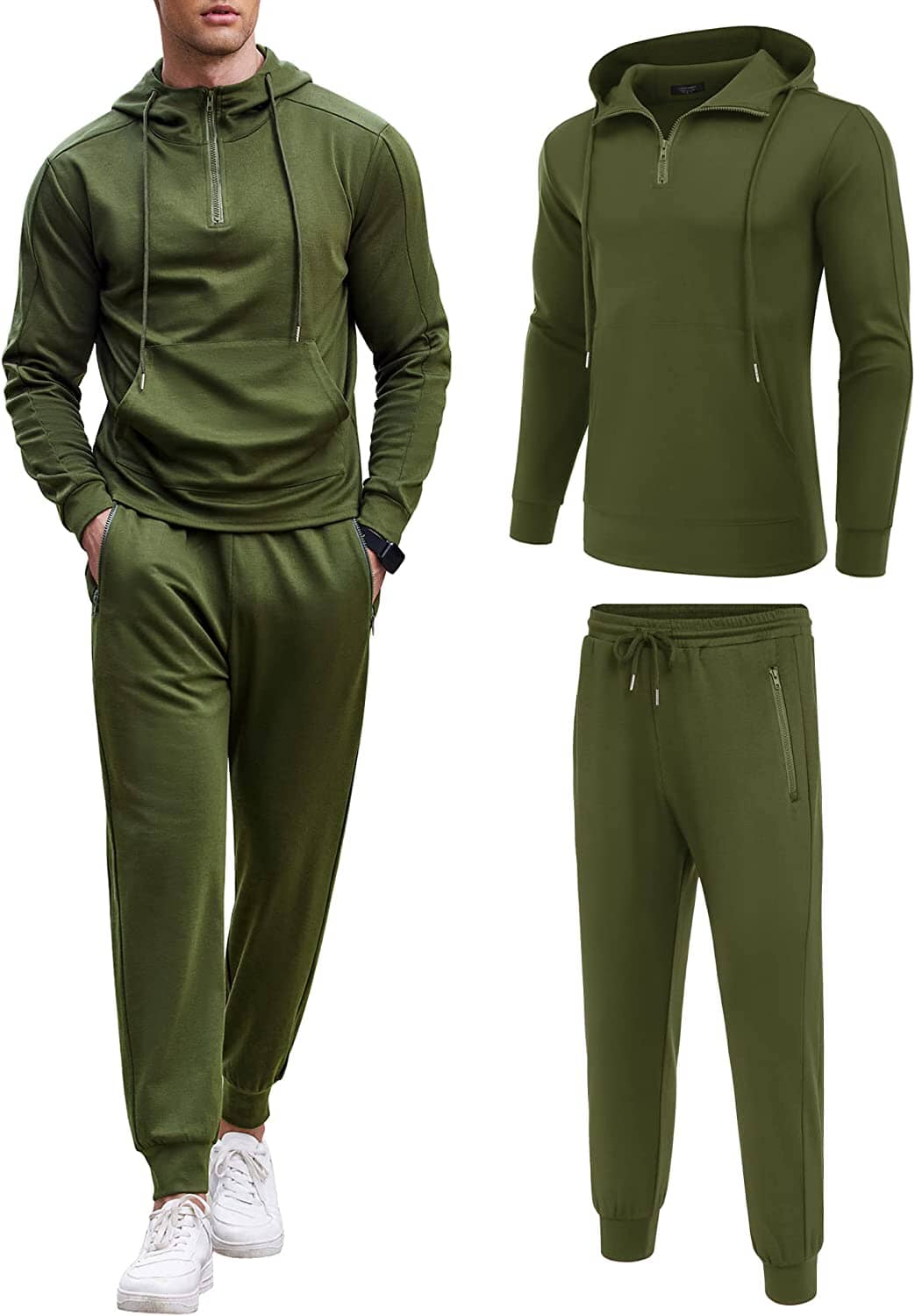 2 Piece Zip Hoodie and Sweatpants Set (US Only) Sports Set COOFANDY Store 