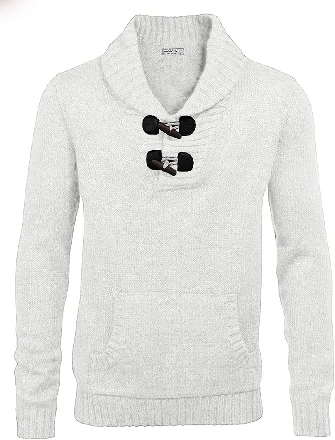 Shawl Collar Pullover Knit Sweaters with Pockets (US Only) Sweaters COOFANDY Store White S 