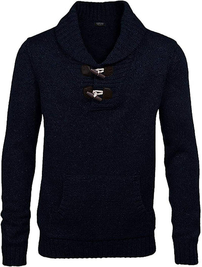 Shawl Collar Pullover Knit Sweaters with Pockets (US Only) Sweaters COOFANDY Store Black S 