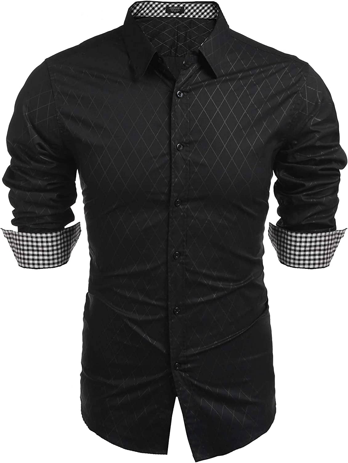Business Long Sleeve Slim Fit Dress Shirt (US Only) Shirts COOFANDY Store Black S 