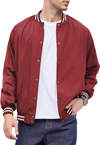 Varsity Lightweight Baseball Bomber Jackets (US Only) Coat COOFANDY Store Wine Red S 