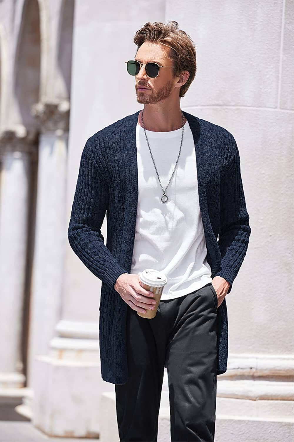 Long Cardigan Open Front Sweater (US Only) Sweaters COOFANDY Store 