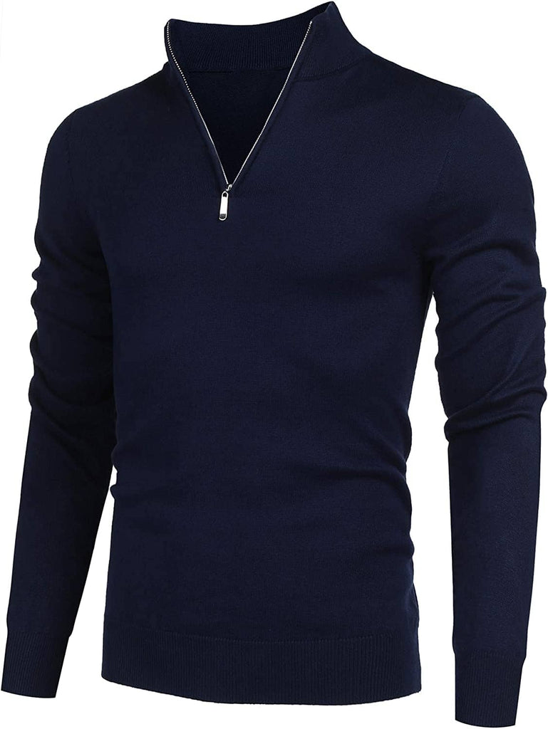 Zip Up Slim Fit Lightweight Pullover Polo Sweater