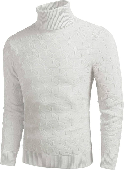 Stylish Slim Fit Turtleneck Pullover Sweater (US Only) Sweaters COOFANDY Store White S 