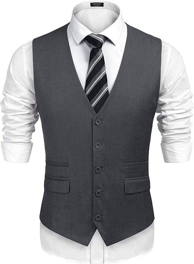 Slim Fit Business Suit Vest (US Only) Vest COOFANDY Store Dark Grey S 