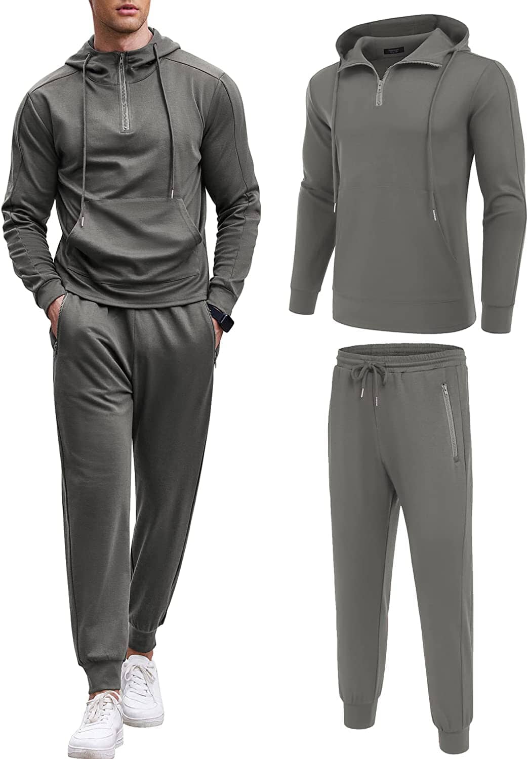 2 Piece Hoodie Sports Sets (US Only) Sports Set Coofandy's Grey S 