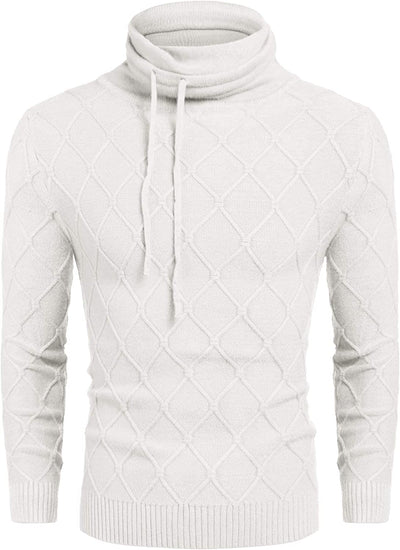 COOFANDY Men's Knitted Turtleneck Sweater Casual Thermal Long Sleeve Pullover Pullovers COOFANDY Store White Small 