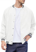 Varsity Lightweight Baseball Bomber Jackets (US Only) Coat COOFANDY Store White S 