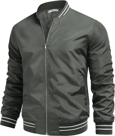 Lightweight Windbreaker Full Zip Jacket (US Only) Jackets COOFANDY Store Grey S 
