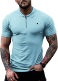 Slim Fit Zipper Polo Golf Shirt (US Only) Polos COOFANDY Store Clear Blue M 