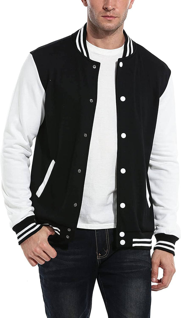 Fashion Varsity Cotton Bomber Jackets (US Only) Jackets COOFANDY Store Black S 