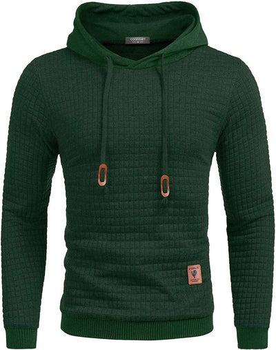 Gym Drawstring Plaid Jacquard Hoodie (US Only) Fashion Hoodies & Sweatshirts COOFANDY Store Green S 