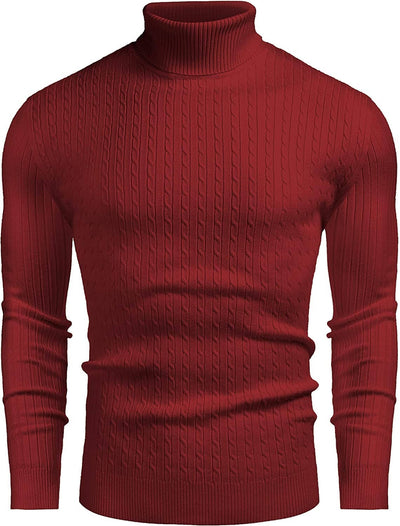 Twist Patterned Pullover Knitted Sweater (US Only) Sweater COOFANDY Store Red XS 