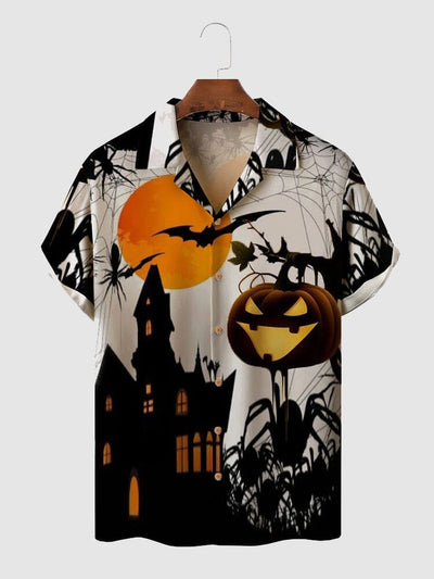 Halloween Pattern Short Sleeves Shirt 7 coofandystore Black M 