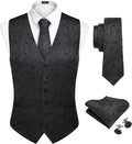 Floral Vest 4Pcs Suit (US Only) Vests COOFANDY Store Black S 