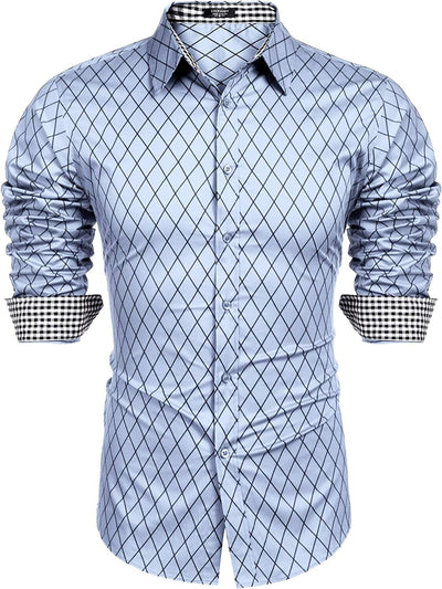 Business Long Sleeve Slim Fit Dress Shirt (US Only) Shirts COOFANDY Store Light Blue S 