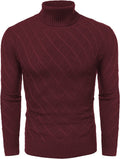 Slim Fit Thick Cotton Pullover Turtleneck Sweaters (US Only) Sweaters COOFANDY Store Wine Red S 