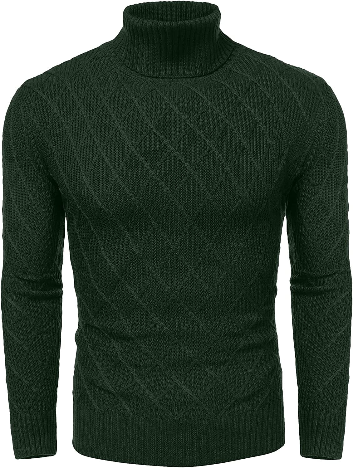 Slim Fit Thick Cotton Pullover Turtleneck Sweaters (US Only) Sweaters COOFANDY Store Green S 