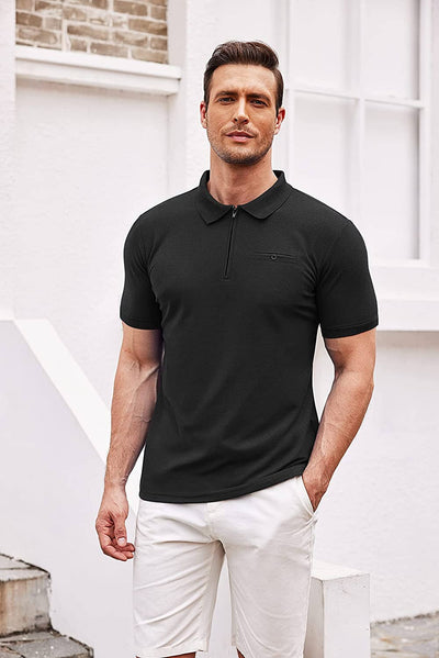Slim Fit Zipper Polo Golf Shirt (US Only) Polos COOFANDY Store 