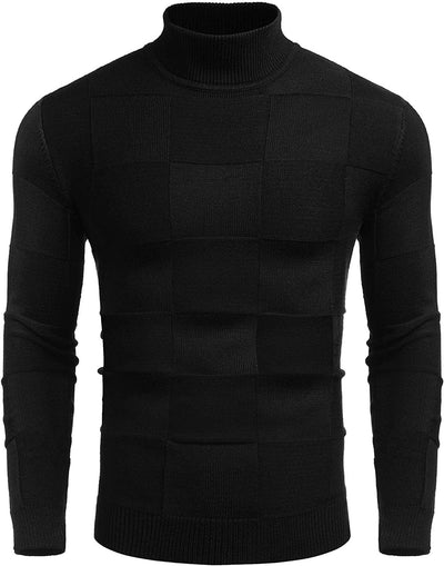 Ribbed Knit Pullover Sweater Turtneck Sweaters (US Only) Sweaters COOFANDY Store Black M 
