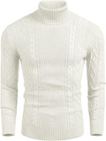 Turtleneck Casual Cable Knitted Pullover Sweaters (US Only) Fashion Hoodies & Sweatshirts COOFANDY Store White S 
