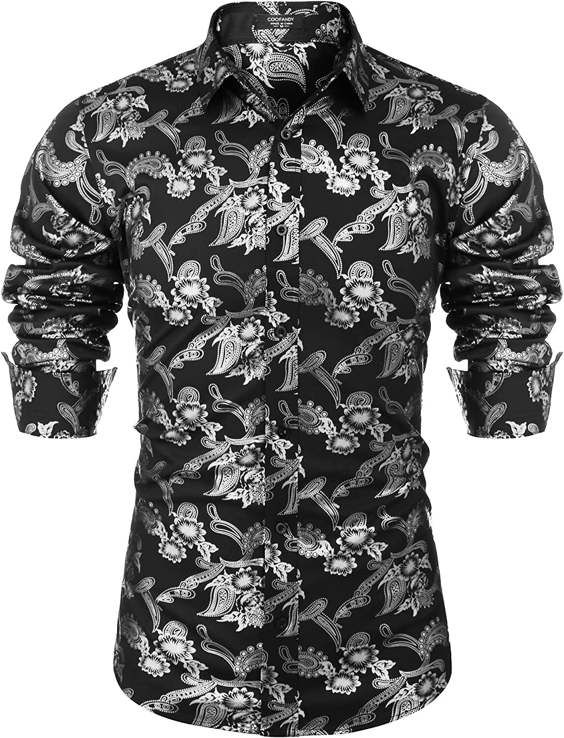 Luxury Design Floral Dress Shirt (US Only) Shirts COOFANDY Store Paisley-silver S 