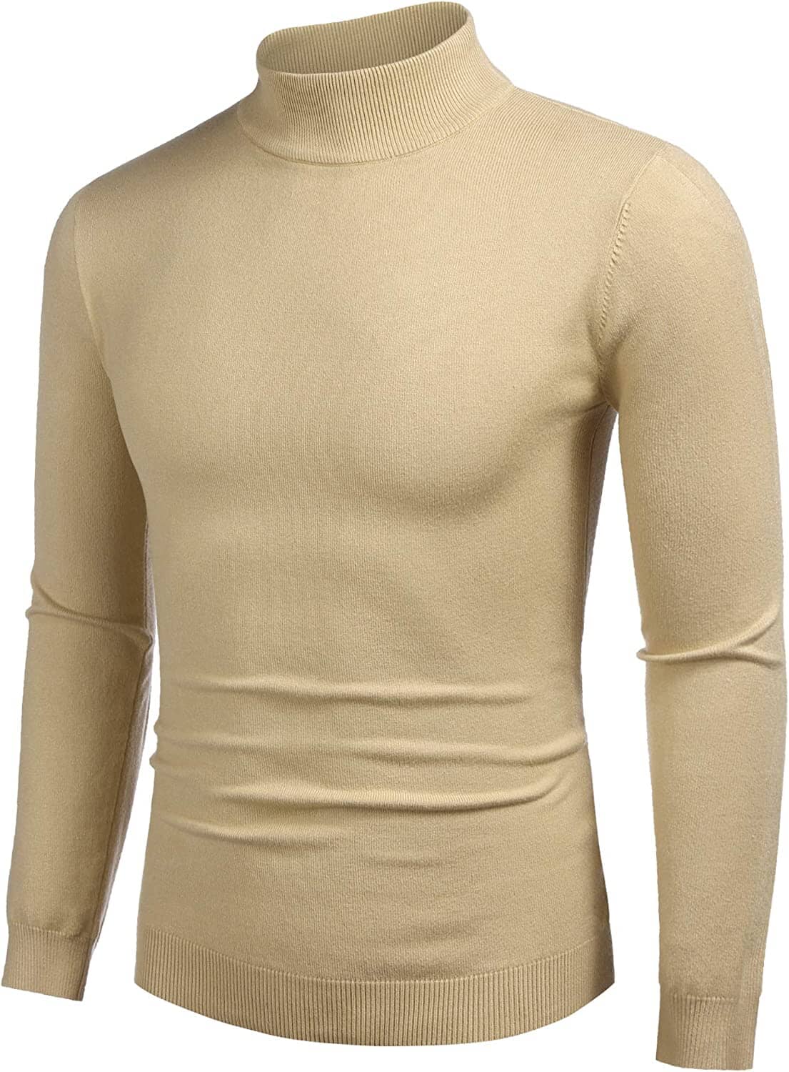 Turtleneck Pullover Basic Knitted Thermal Sweaters (US Only) Sweaters COOFANDY Store Khaki S 