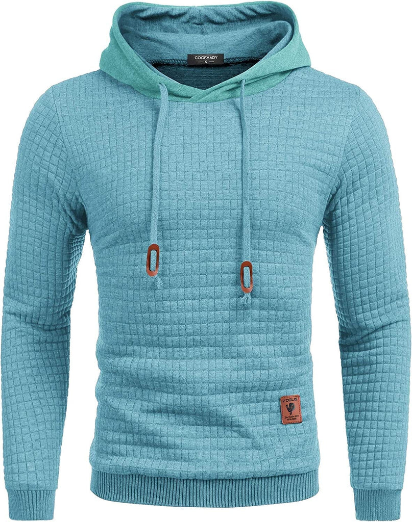 Gym Drawstring Plaid Jacquard Hoodie