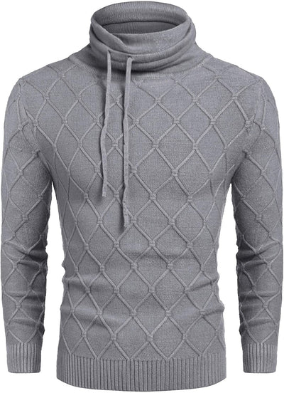 COOFANDY Men's Knitted Turtleneck Sweater Casual Thermal Long Sleeve Pullover Pullovers COOFANDY Store Grey Small 