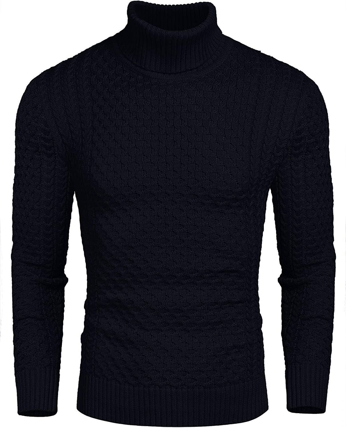 Slim Fit Turtleneck Knitted Twisted Pullover Sweaters (US Only) Sweaters Coofandy's Nave Blue S 