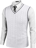 V Neck Sleeveless Knitted Pullover Vest Sweater (US Only) Vest COOFANDY Store White S 