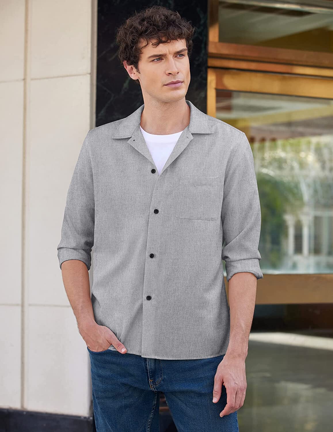 Casual Button Down Long Sleeve Shirt (US Only) Shirts COOFANDY Store 