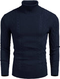 Turtleneck Casual Cable Knitted Pullover Sweaters (US Only) Fashion Hoodies & Sweatshirts COOFANDY Store Navy Blue S 