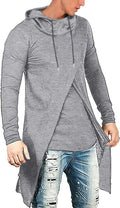Long Length Cloak Cotton Pullover Hoodie (US Only) Hoodies COOFANDY Store Light Gray XXL 