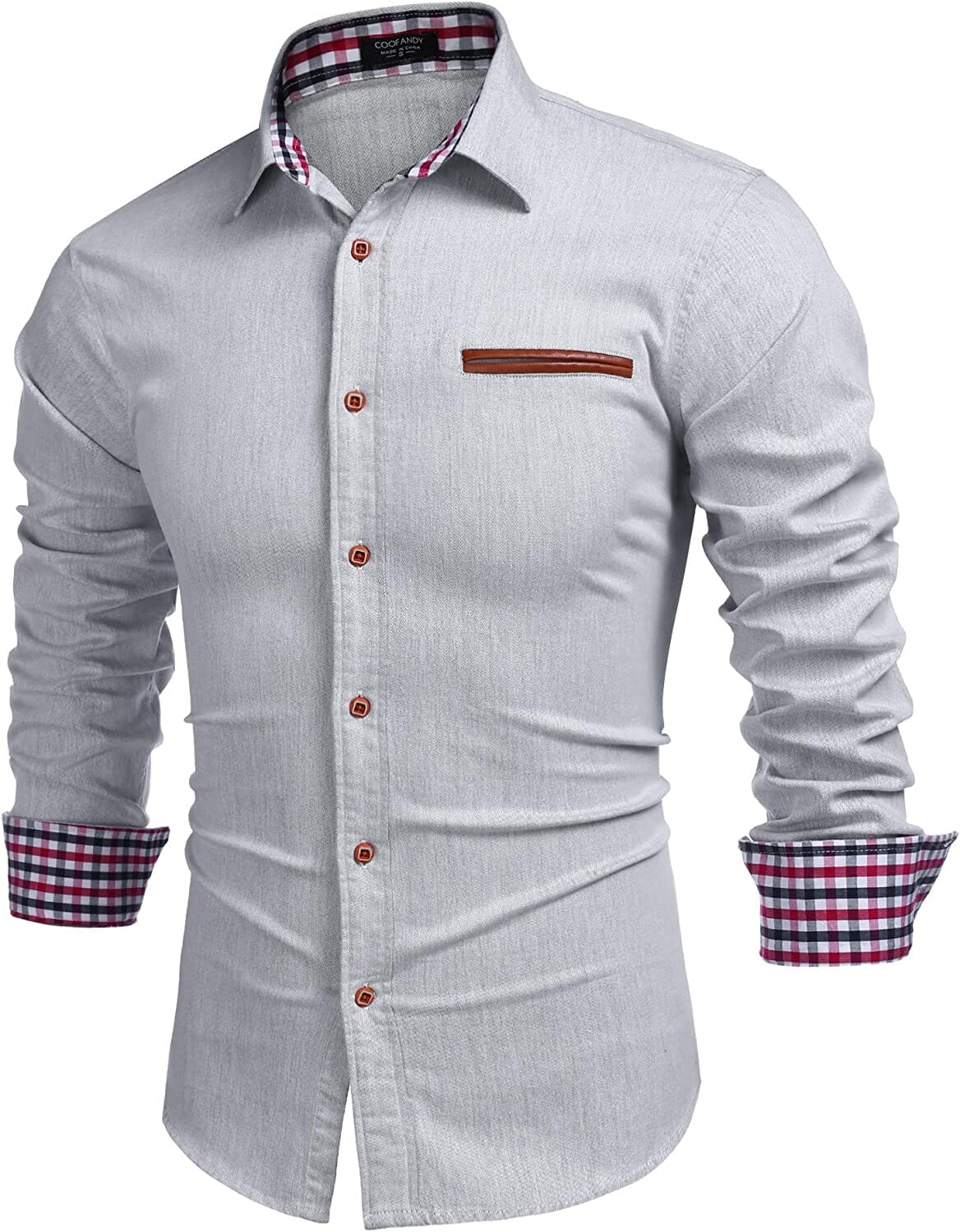 Casual Long Sleeve Button Denim Shirt (US Only) Shirts COOFANDY Store White S 