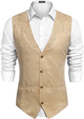 Western Suede Leather Vest Suit (US Only) Vest Coofandy&