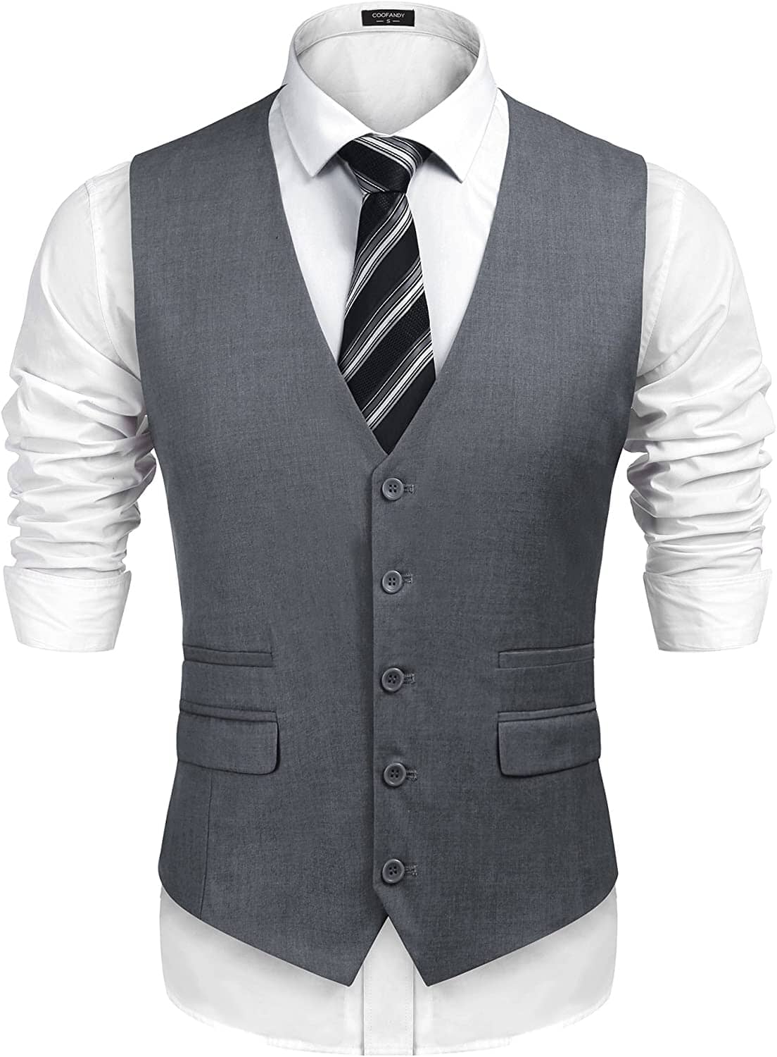 Slim Fit Business Suit Vest (US Only) Vest COOFANDY Store Grey S 