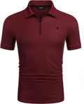 Slim Fit Zipper Polo Golf Shirt (US Only) Polos COOFANDY Store Wine Red M 