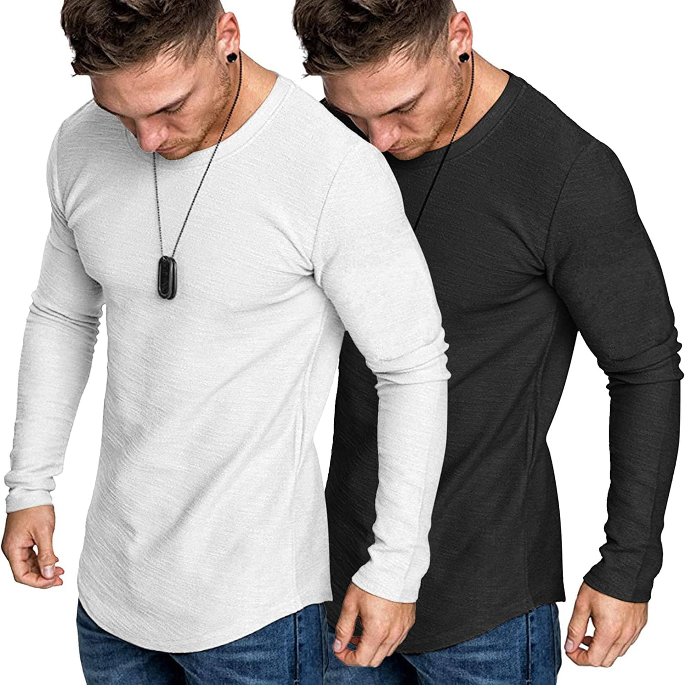 2-Pack Muscle Fitted Workout T-Shirt (US Only) T-Shirt COOFANDY Store Black/White S 